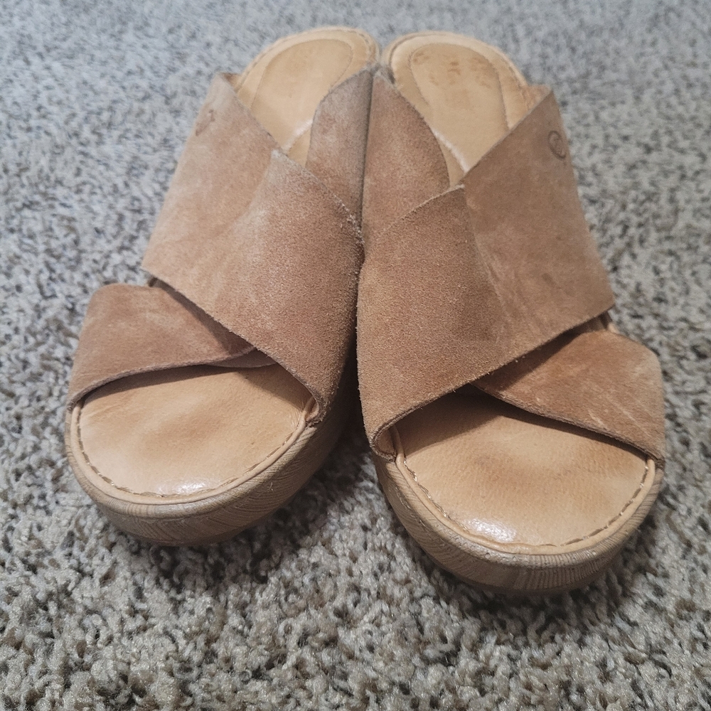 Born Tan Suede Mules